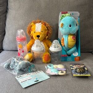 Colorful Baby Toy and Bottle Set